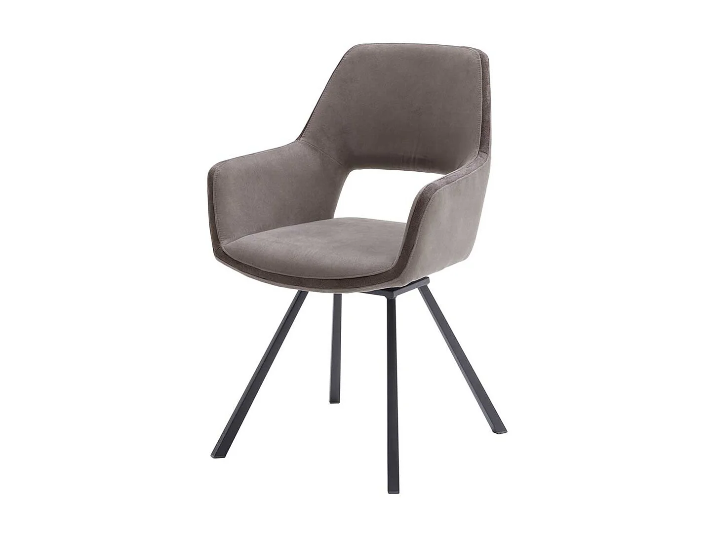 Hellbraune Polsterstühle aus Microfaser Metallgestell (2er Set)