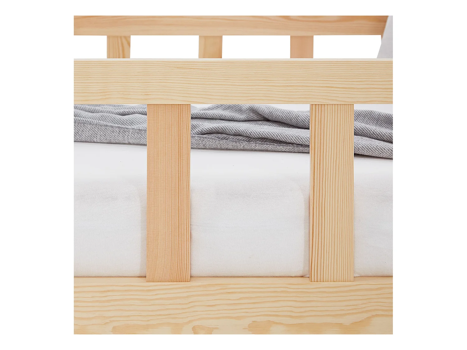 Kinderbett 90x200 cm Natur Montessori Bodenbett mit Schutzgittern
