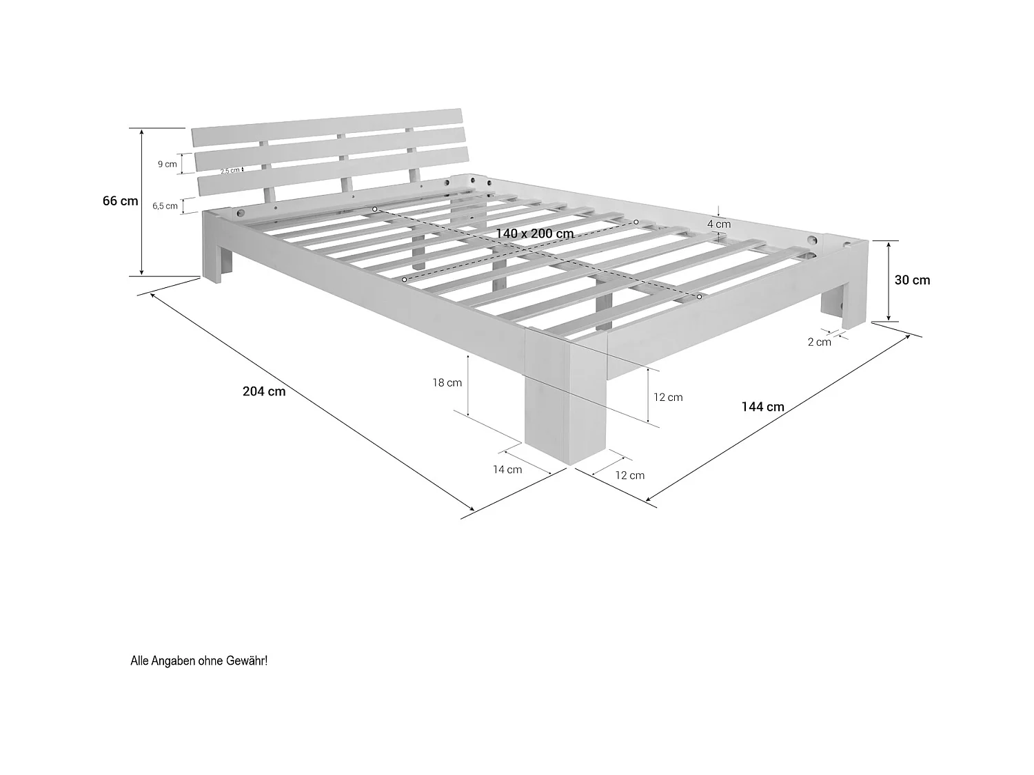 Doppelbett 140x200 cm Naturkiefer