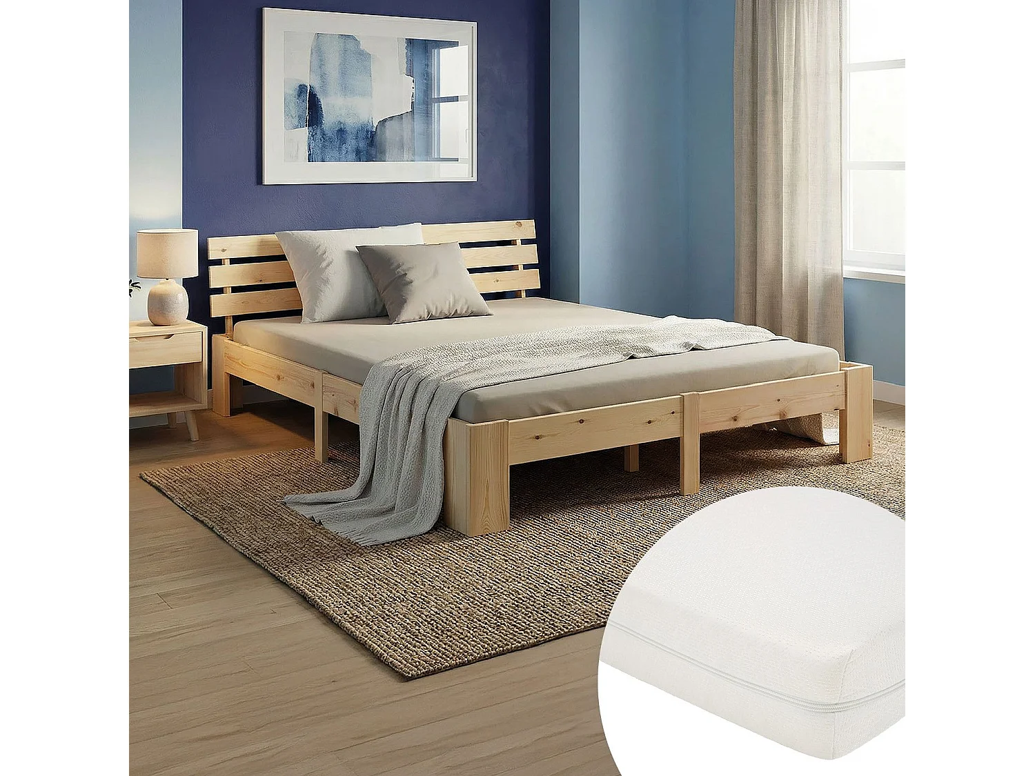 Doppelbett 140x200 cm Naturkiefer