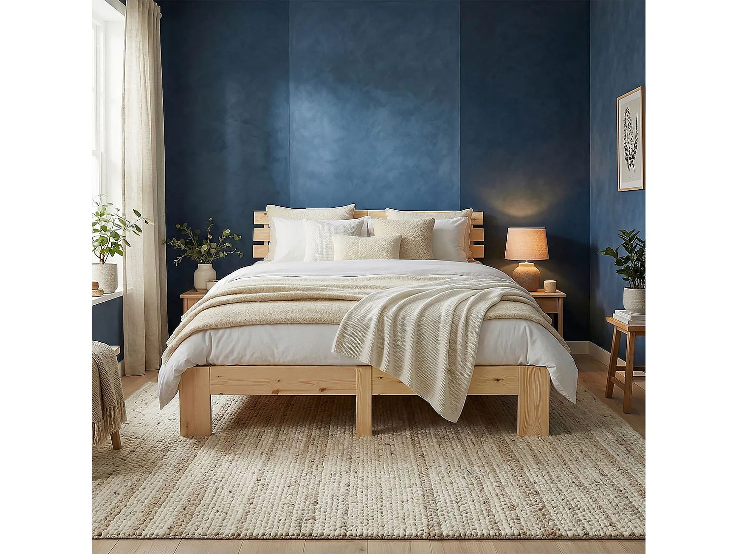 Tweepersoonsbed 140x200 cm Natuurlijk Grenen