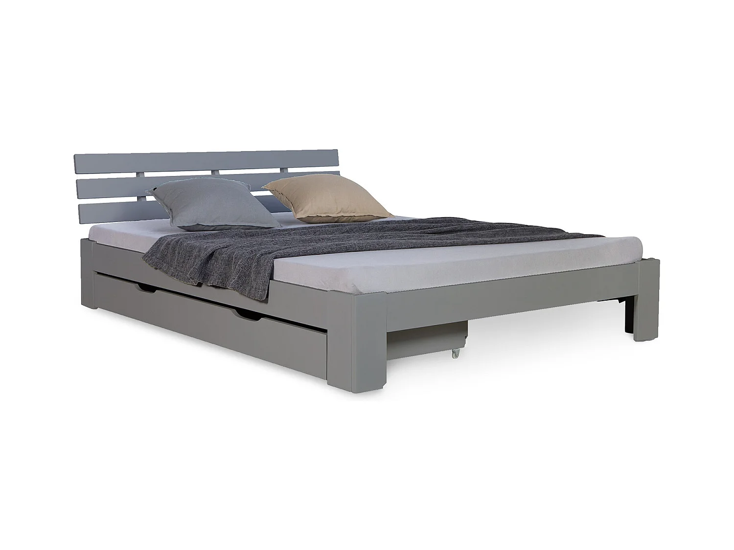 Doppelbett 140x200 cm grauer Holzrahmen