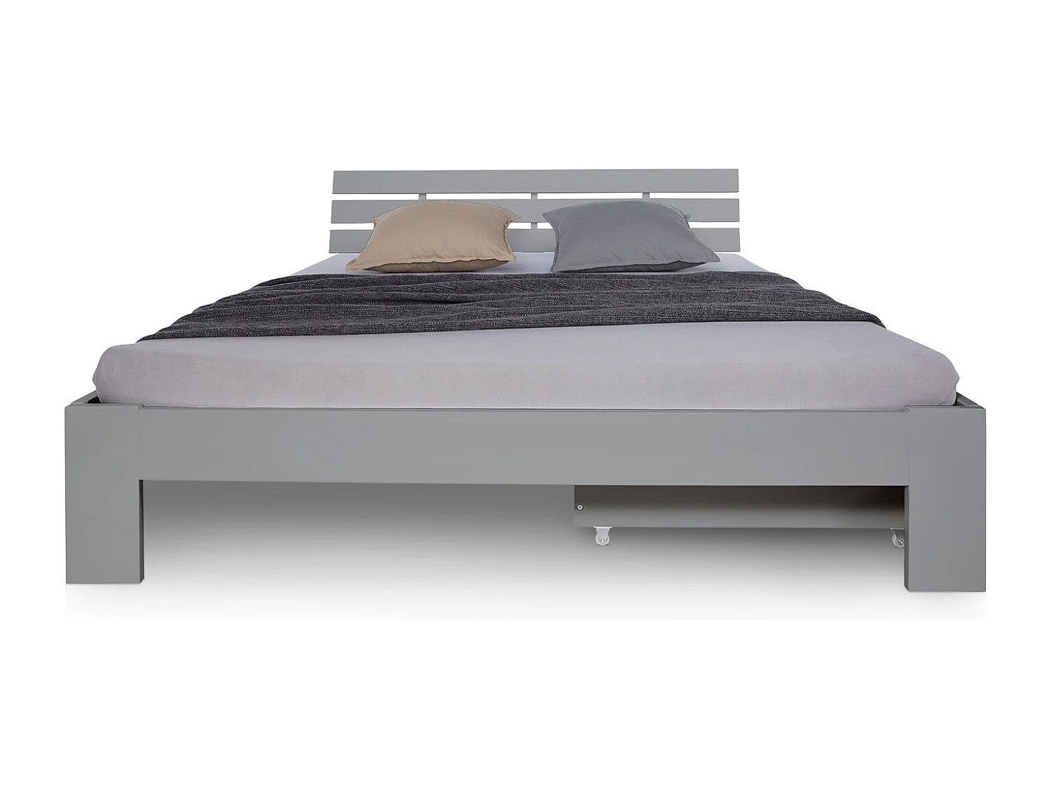 Doppelbett 140x200 cm grauer Holzrahmen