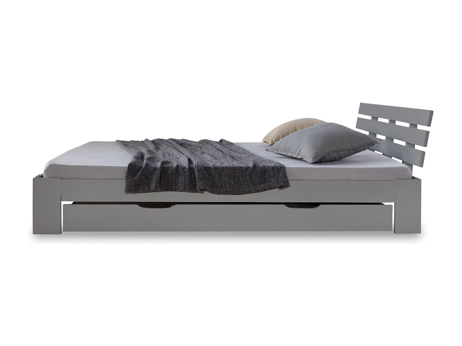 Doppelbett 140x200 cm grauer Holzrahmen