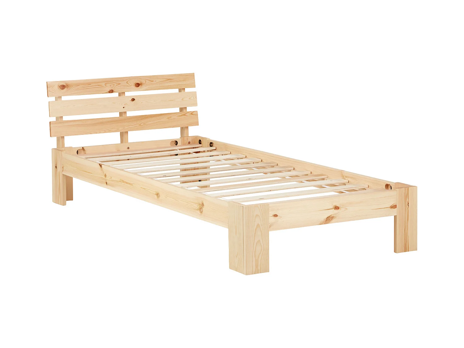 Łóżko pojedyncze 90x200 cm, naturalne drewno sosnowe