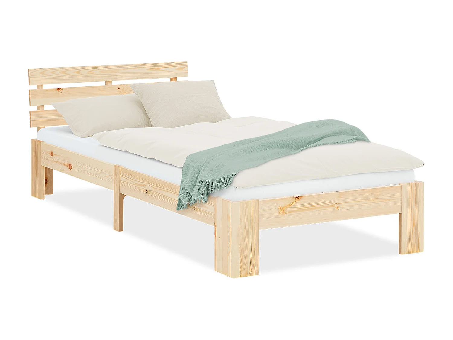 Eenpersoonsbed 90x200 cm Natuurlijk Grenen