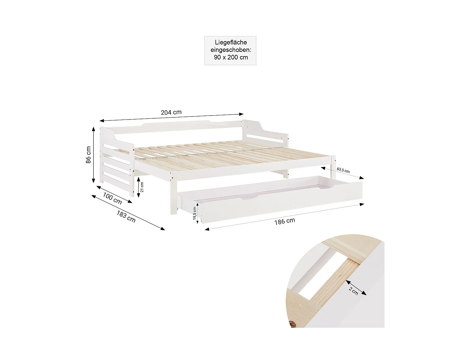 Łóżko 90x200 cm Białe