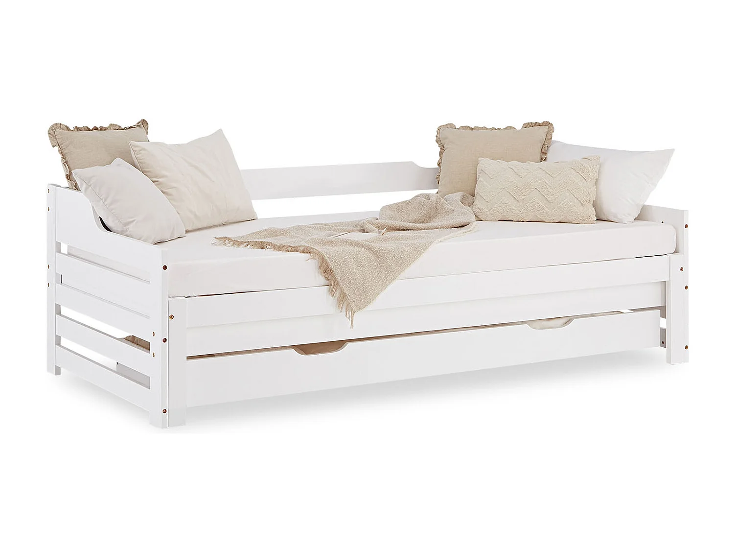 Kinderbed met lade, wit, 90×200 cm