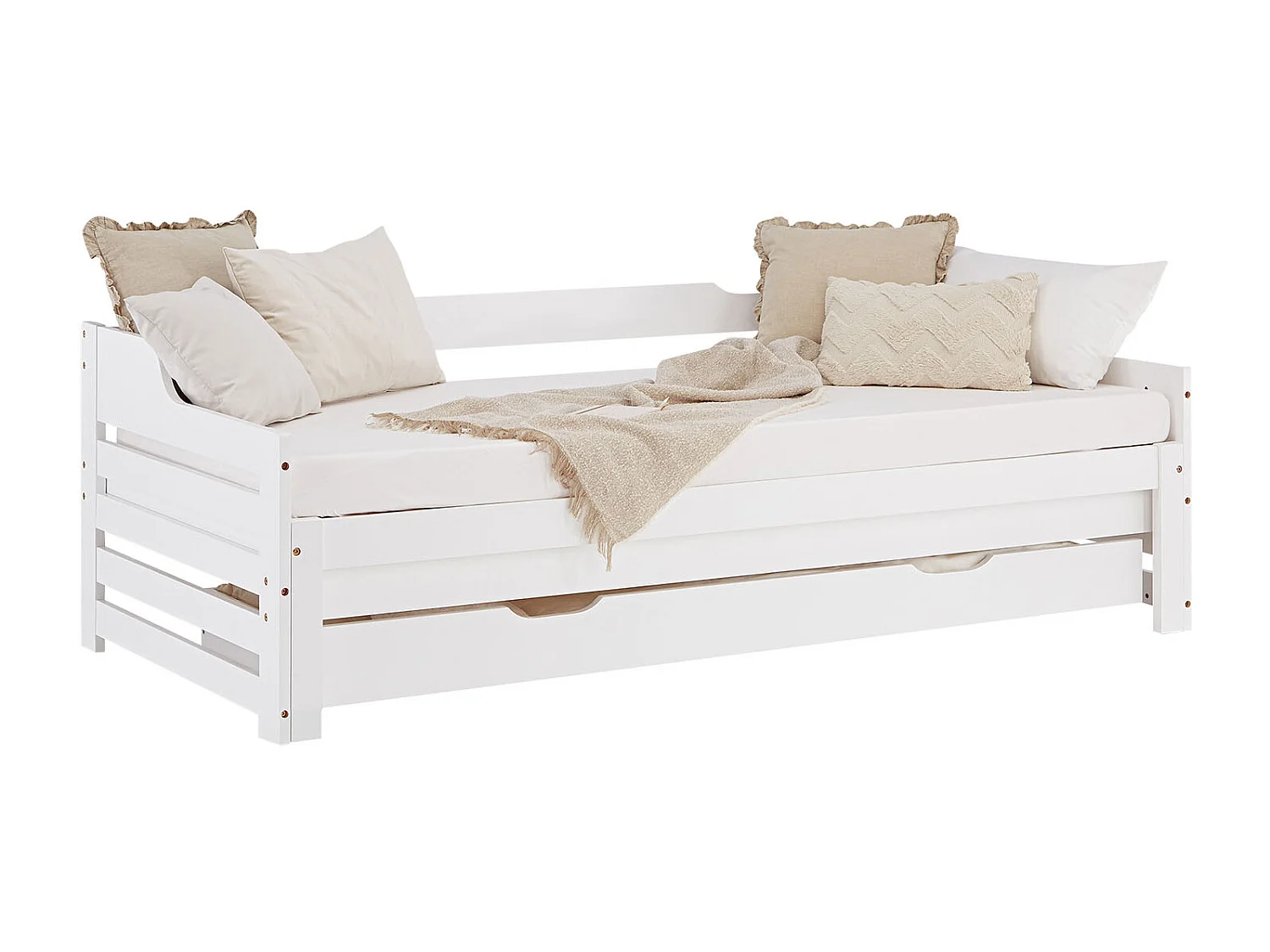 Kinderbed met lade, wit, 90×200 cm