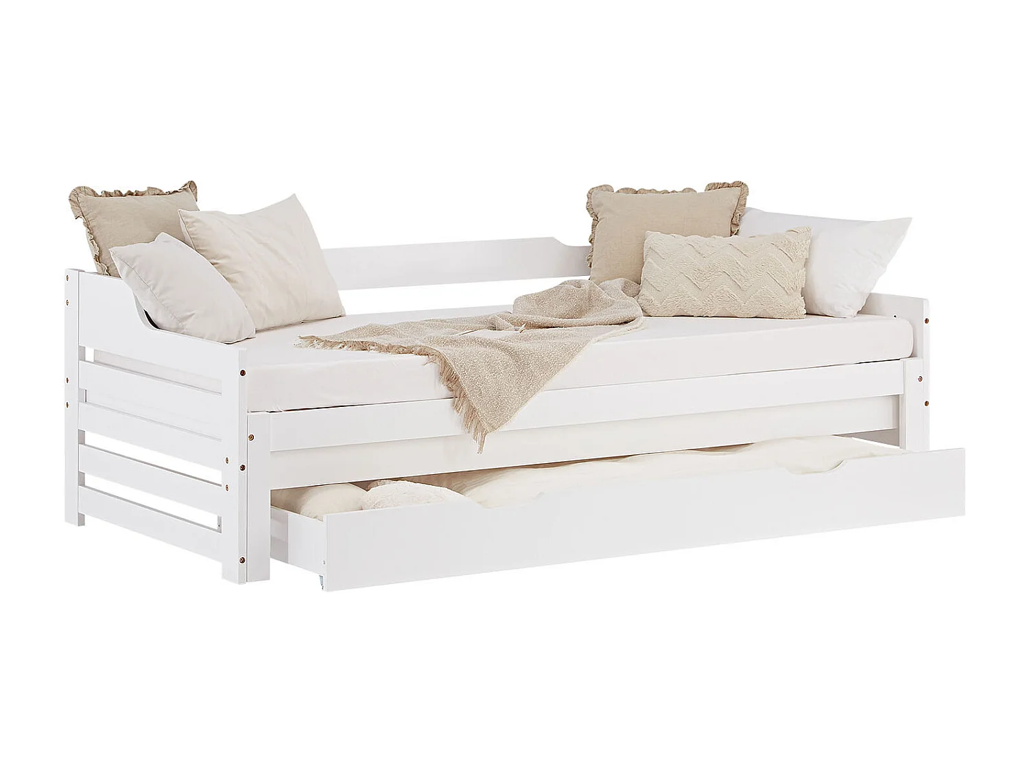 Kinderbed met lade, wit, 90×200 cm