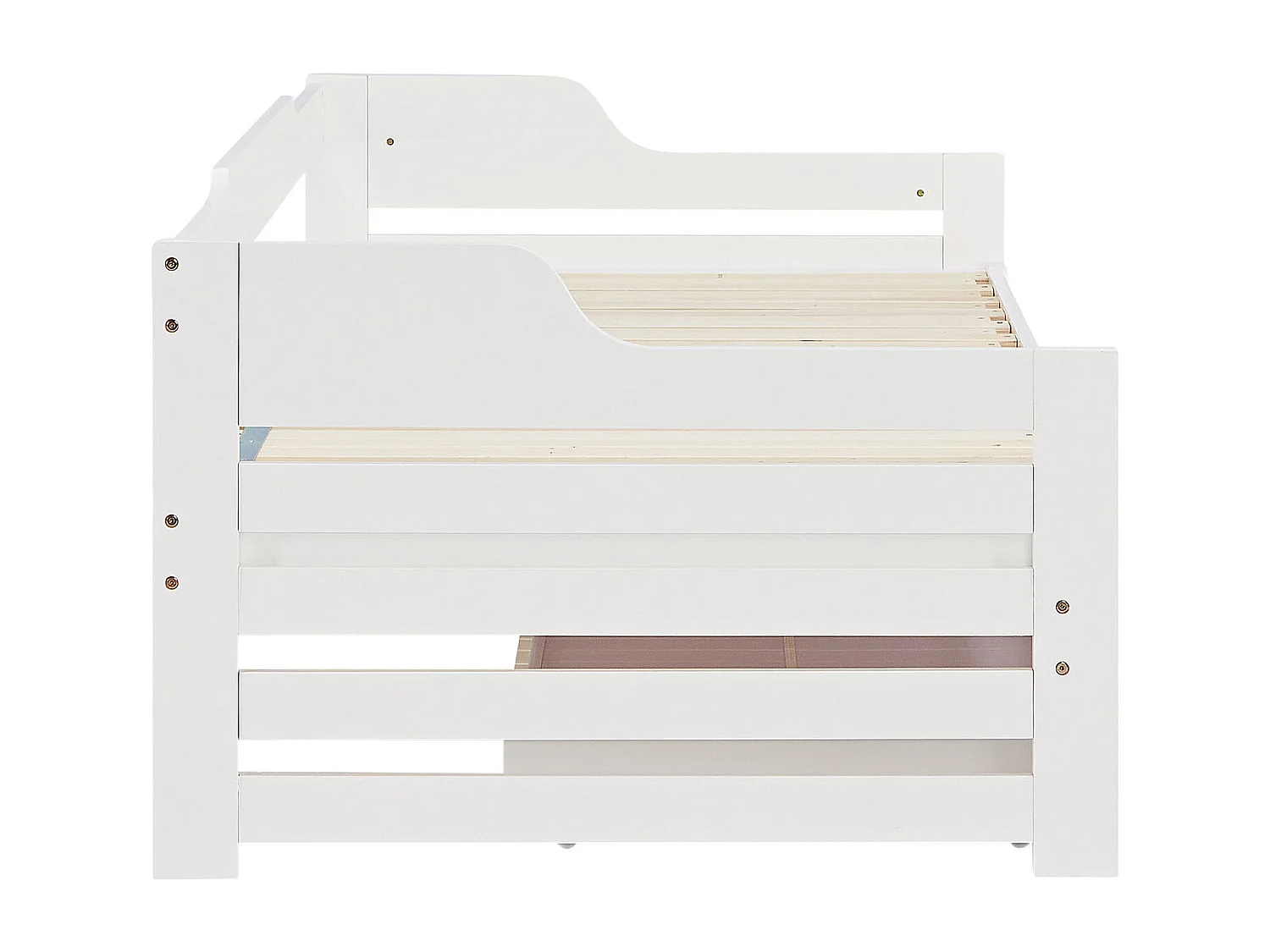 Kinderbed met lade, wit, 90×200 cm