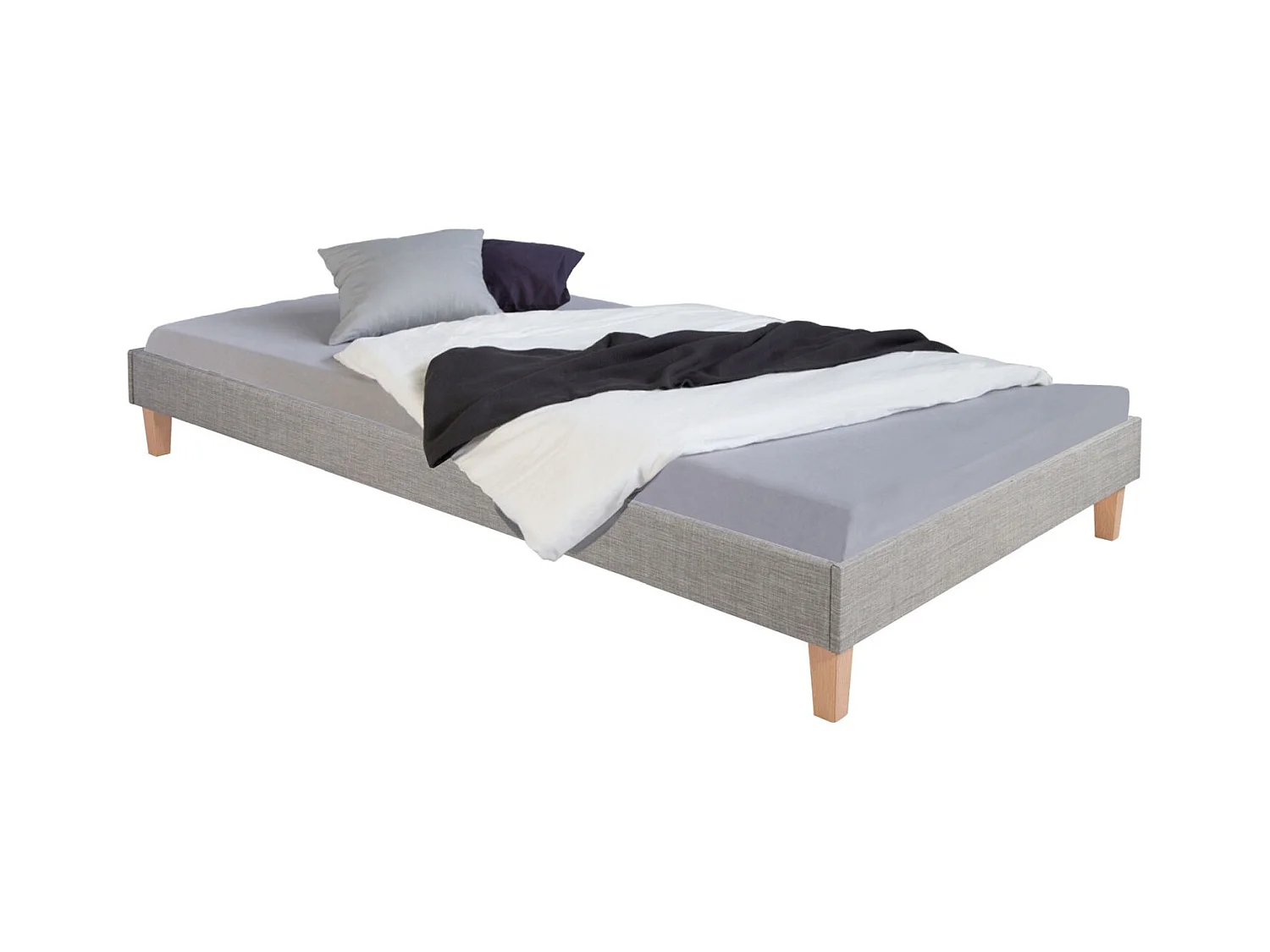 Polsterbett 90x200 cm grau