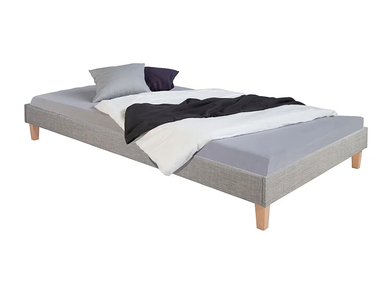 Gestoffeerd bed 90x200 cm grijs