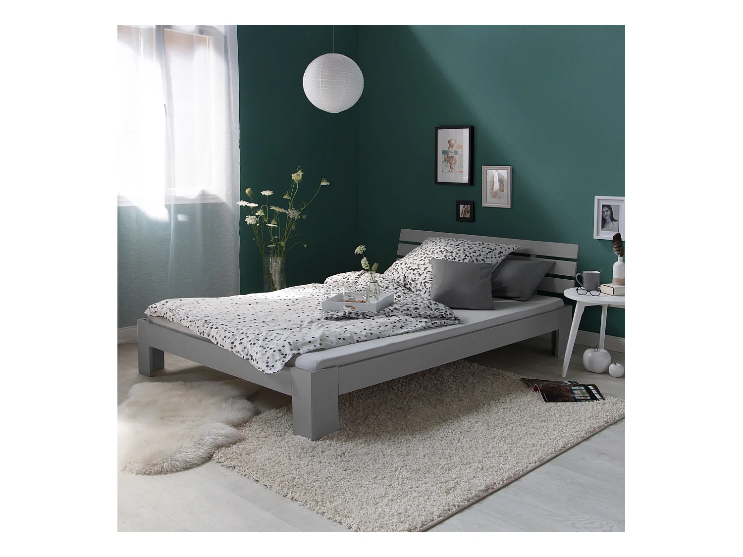 Doppelbett 140x200 cm Grau