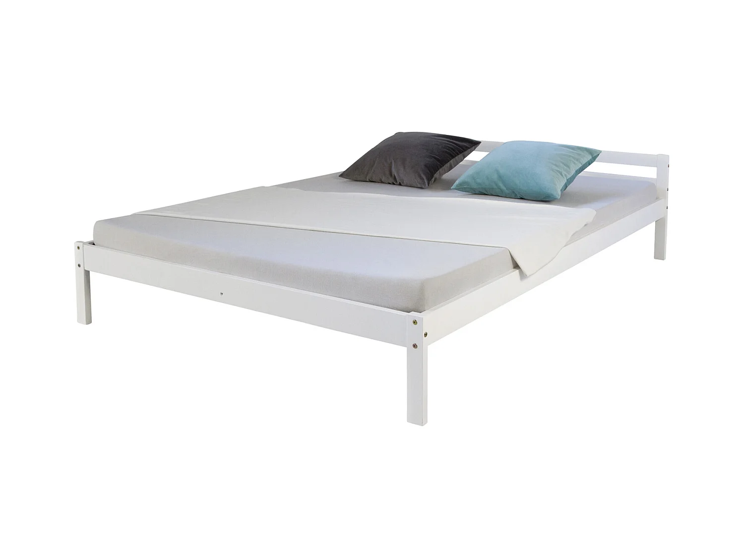 Bett 140x200 cm weiß Massivholz