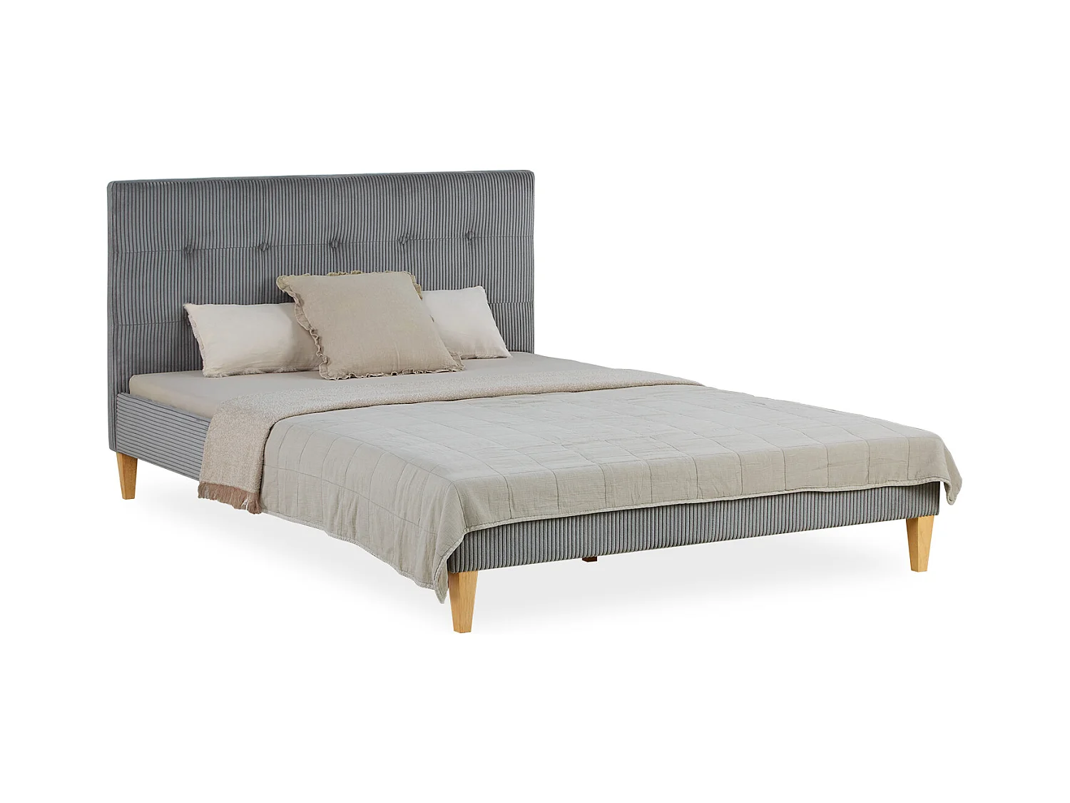 Petit lit double 140x200x12 cm gris