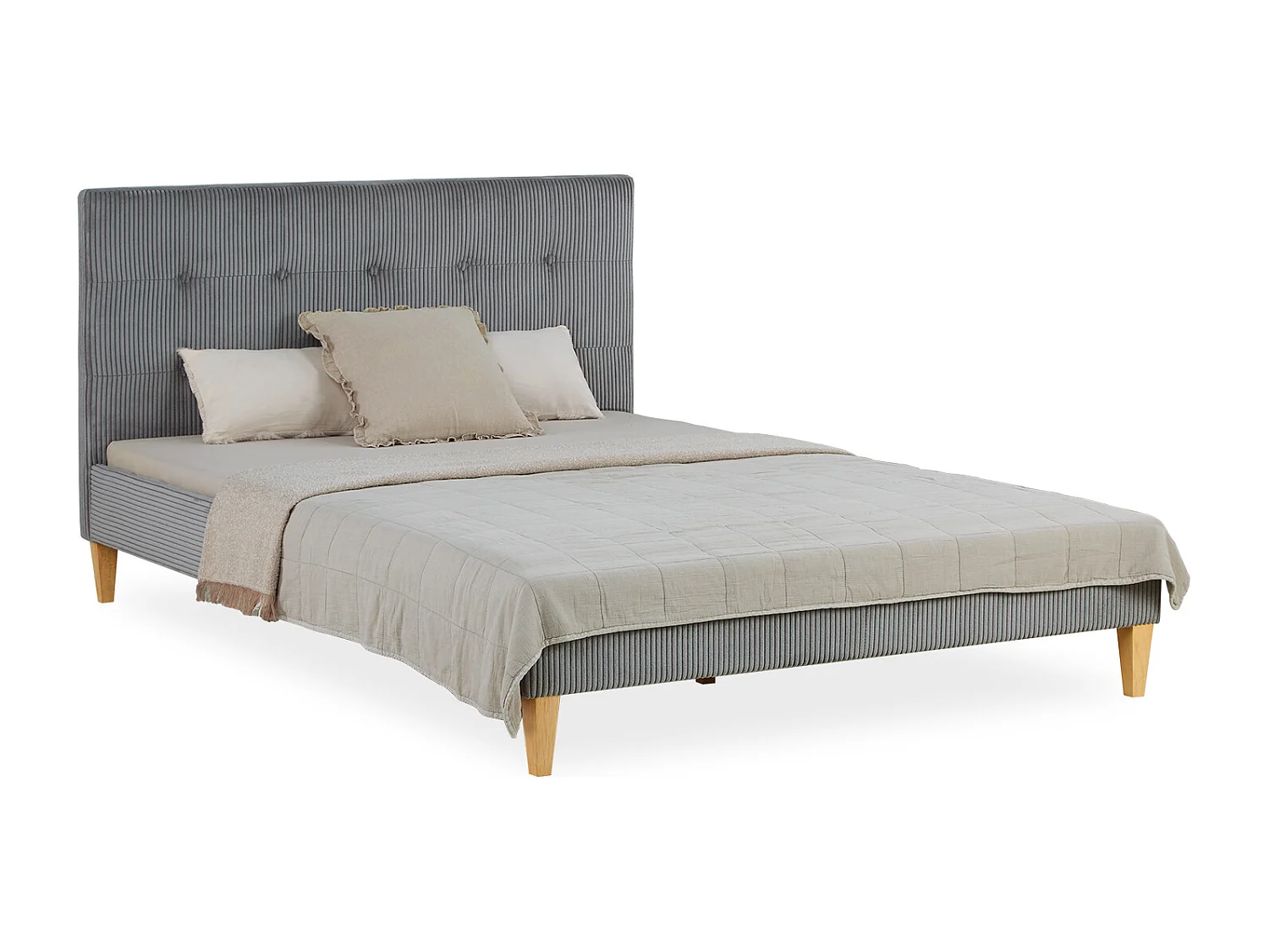 Letto matrimoniale piccolo 140x200x12 cm grigio
