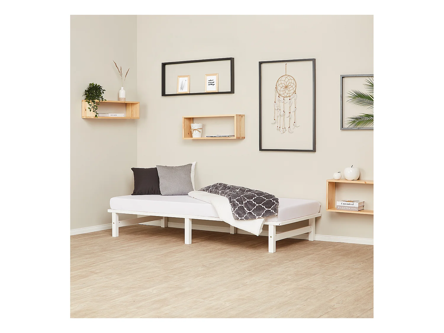 Bettgestell 90x200 cm weiß Palett