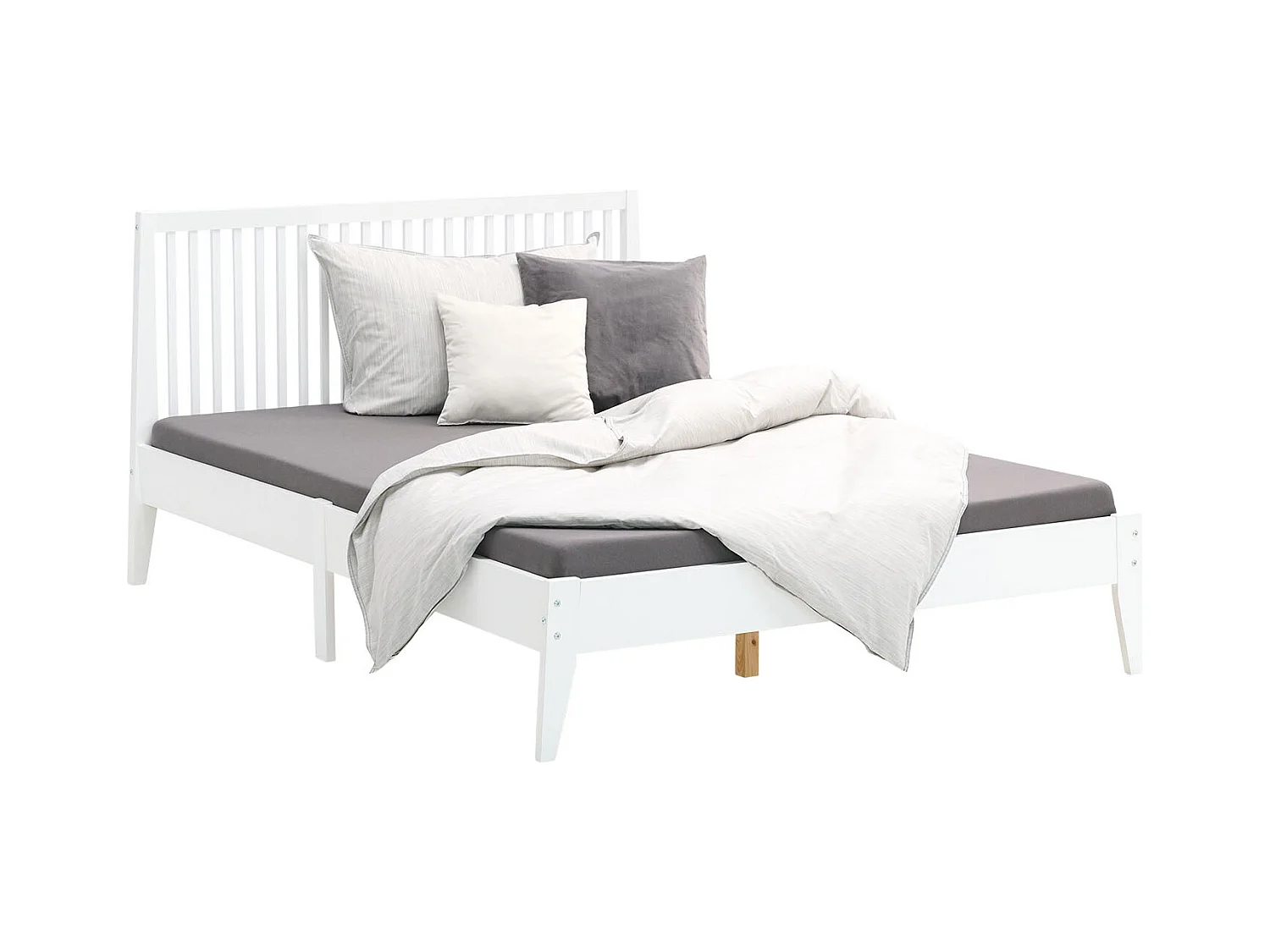 Doppelbett 140x200 cm, weiße Kiefer