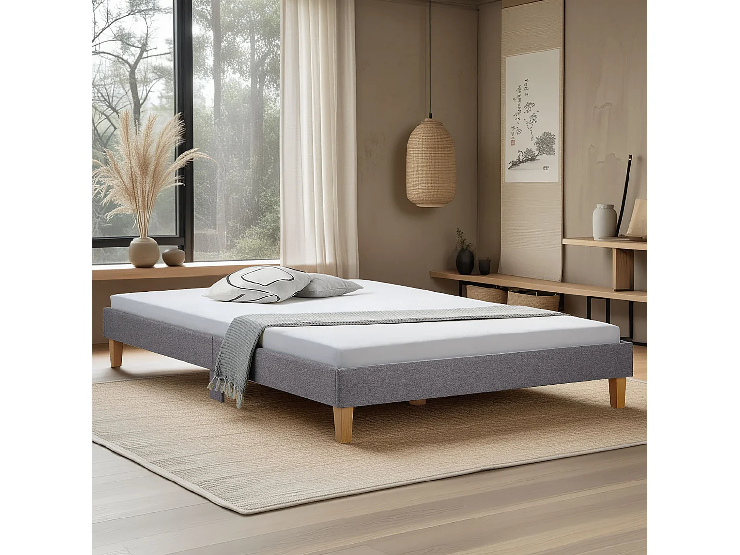 Polsterbett 120x200 cm grau