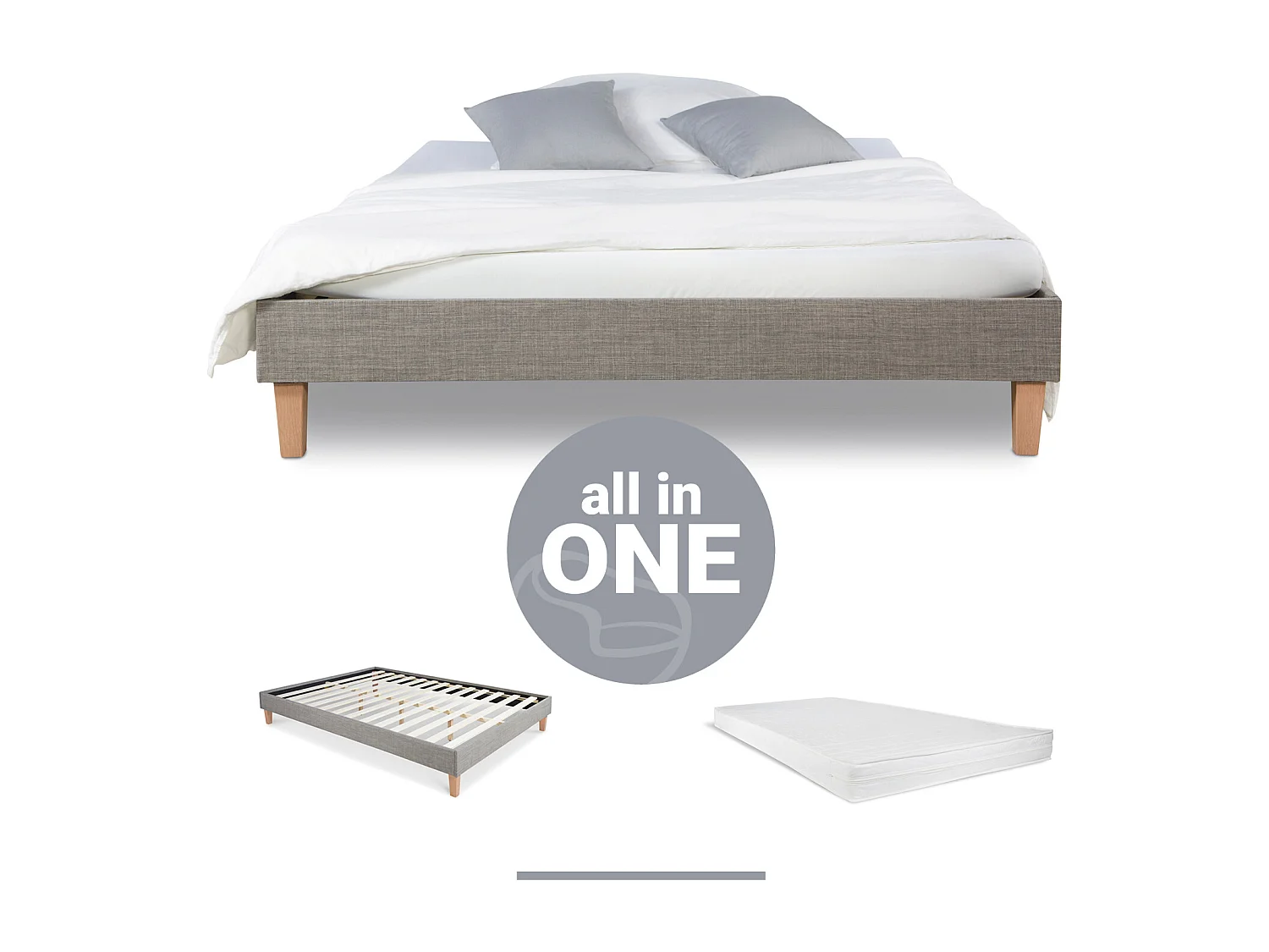 Polsterbett 120x200 cm grau