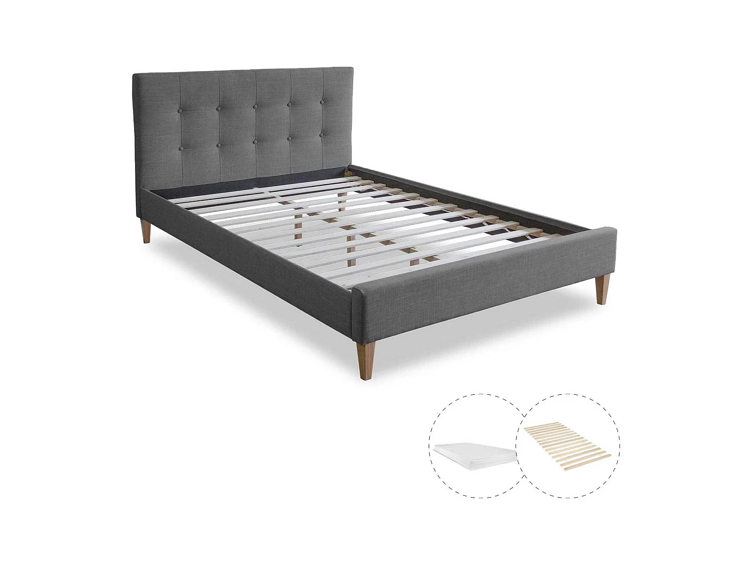 Polsterbett 140x200 cm Grau