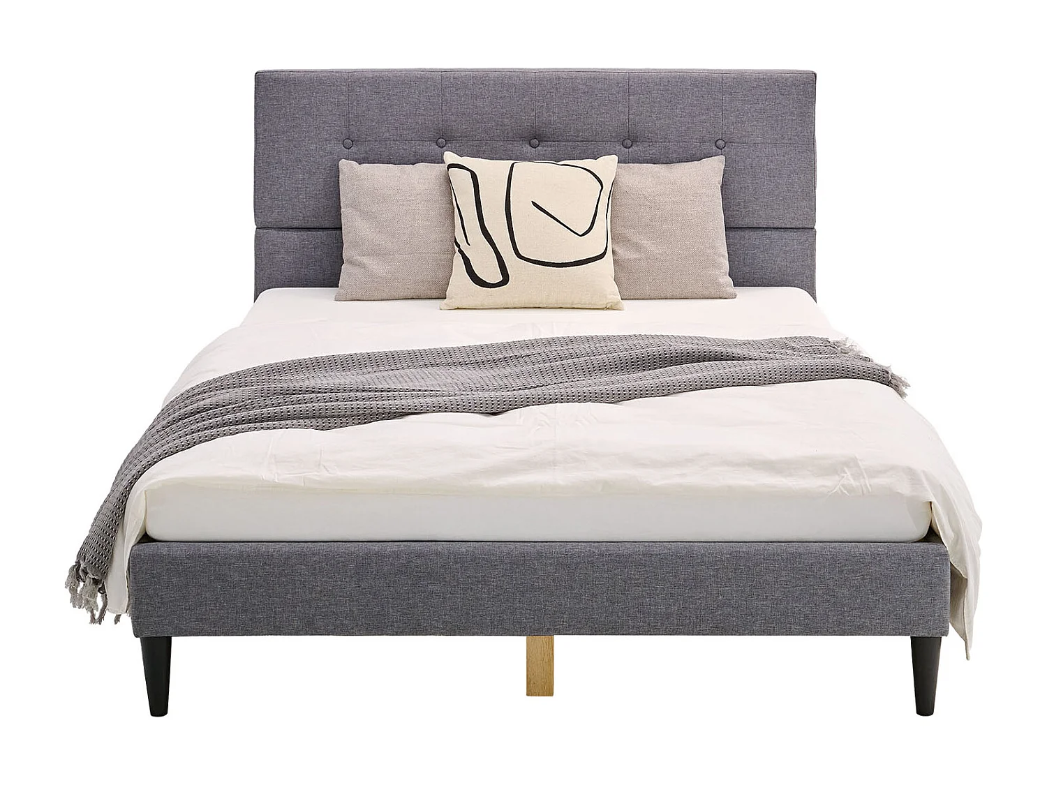 Cama tapizada 140x200 cm Gris