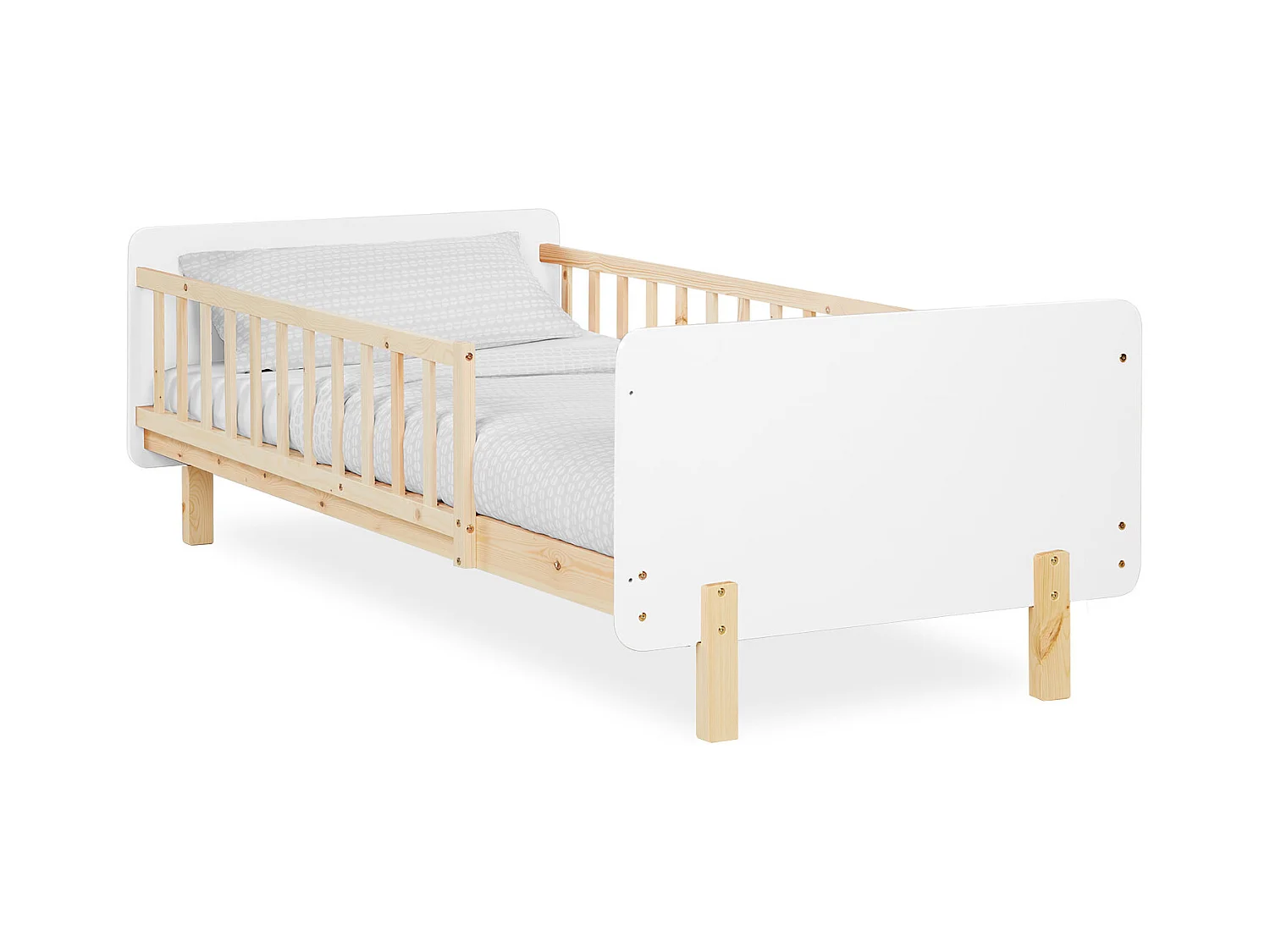 Einzelbett 100x67x208 cm Weißer Holzrahmen