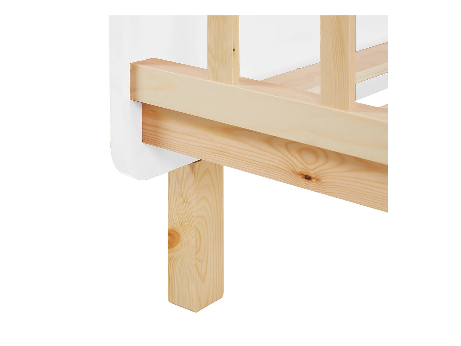 Einzelbett 100x67x208 cm Weißer Holzrahmen