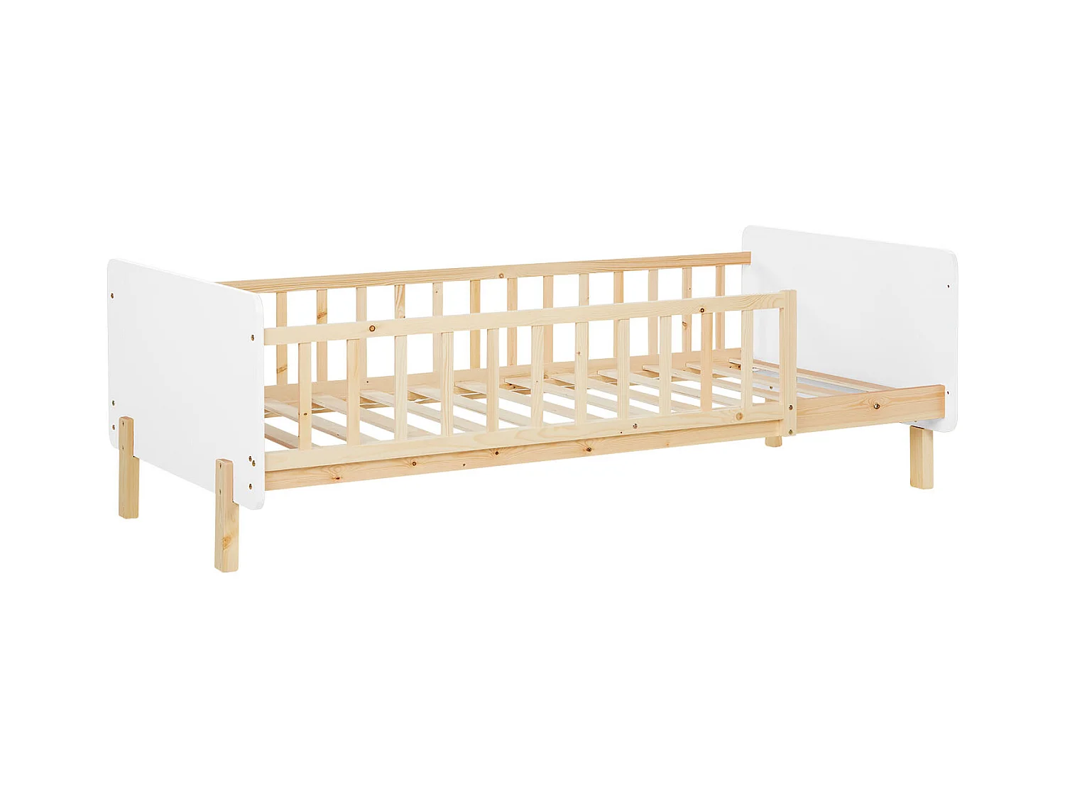 Einzelbett 100x67x208 cm Weißer Holzrahmen