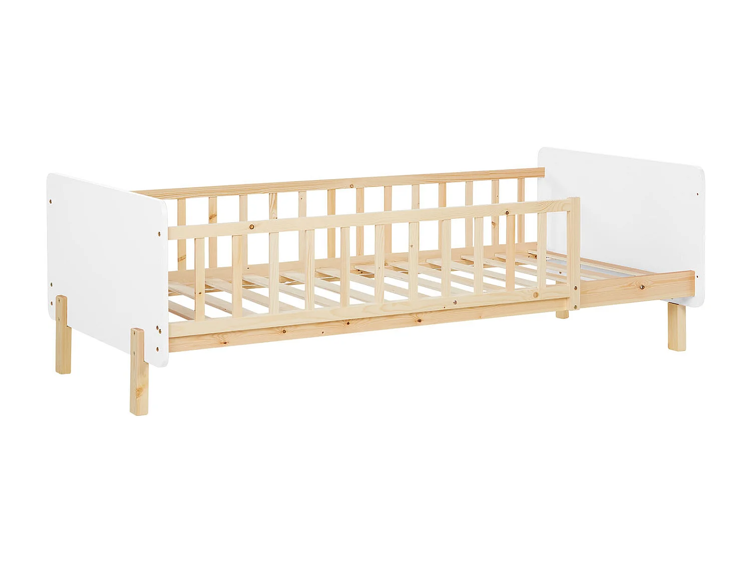 Łóżko pojedyncze 100x67x208 cm Biała drewniana rama łóżka