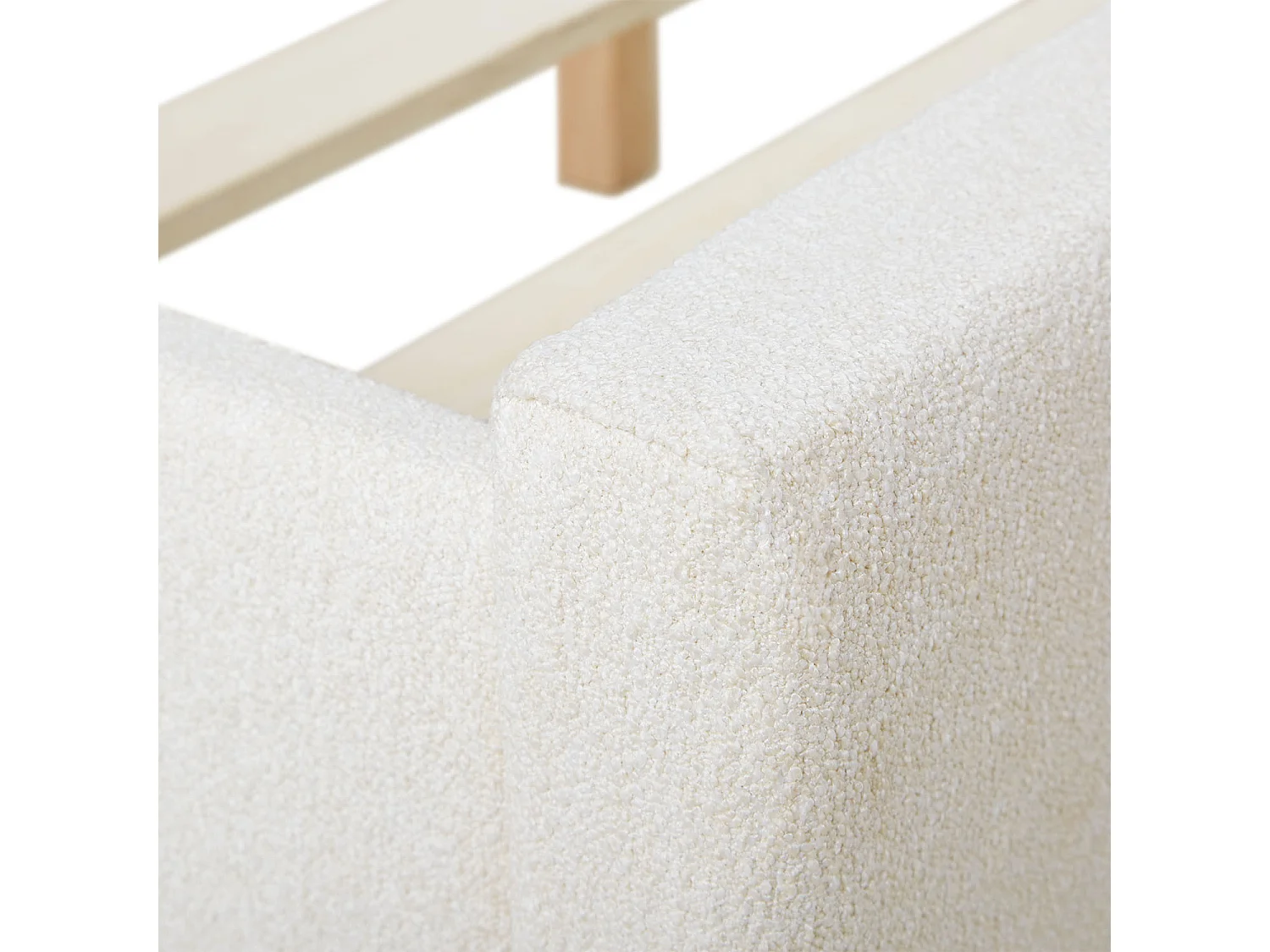 Bett 140x200 cm beige Gepolstertes Bett mit Lattenrost Stoffbettgestell