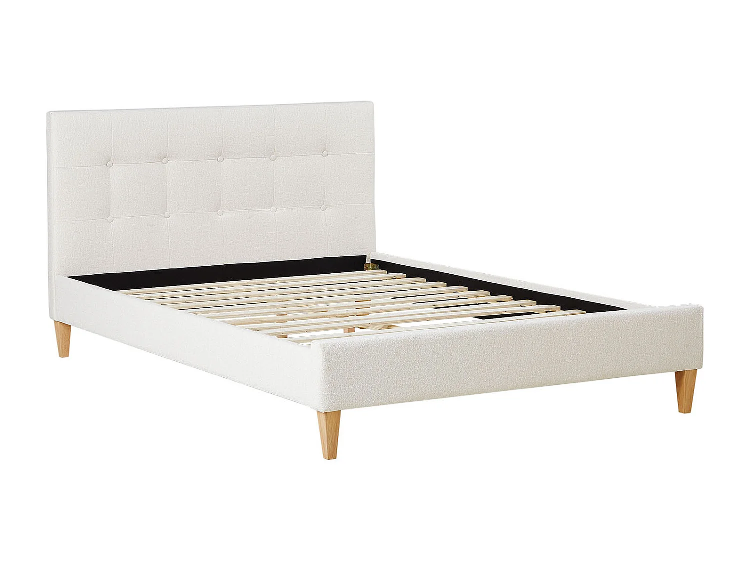 Bett 140x200 cm beige Gepolstertes Bett mit Lattenrost Stoffbettgestell