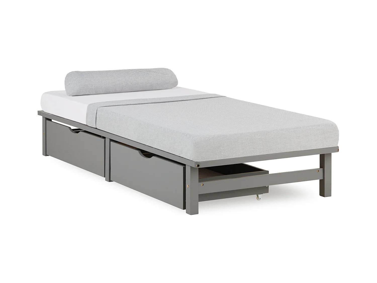 Bett 90x200 cm grau Palettenholz