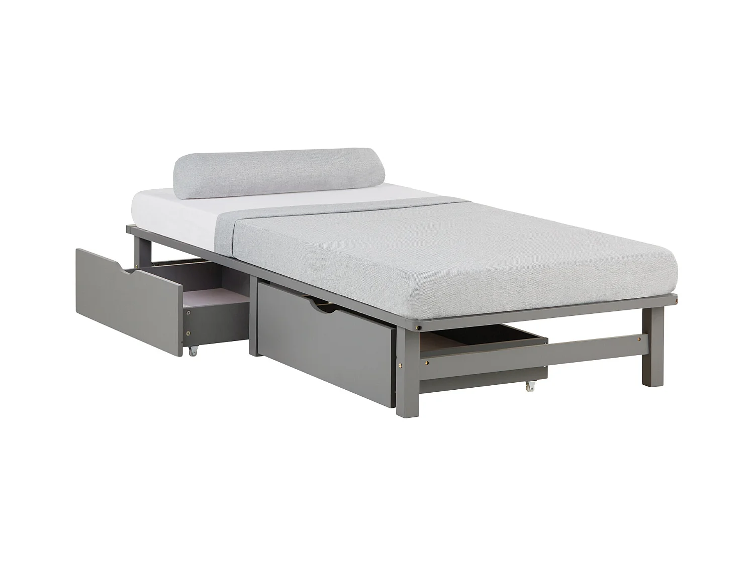 Bett 90x200 cm grau Palettenholz