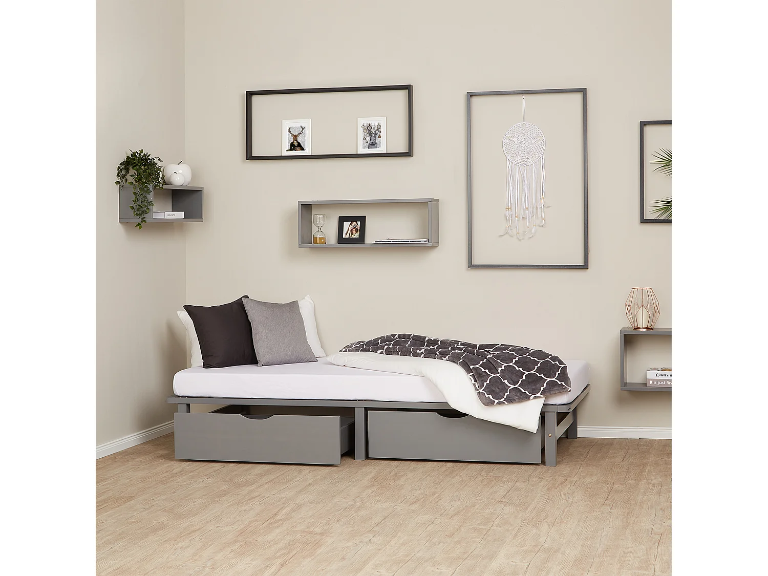 Łóżko 90x200 cm szare Paleta