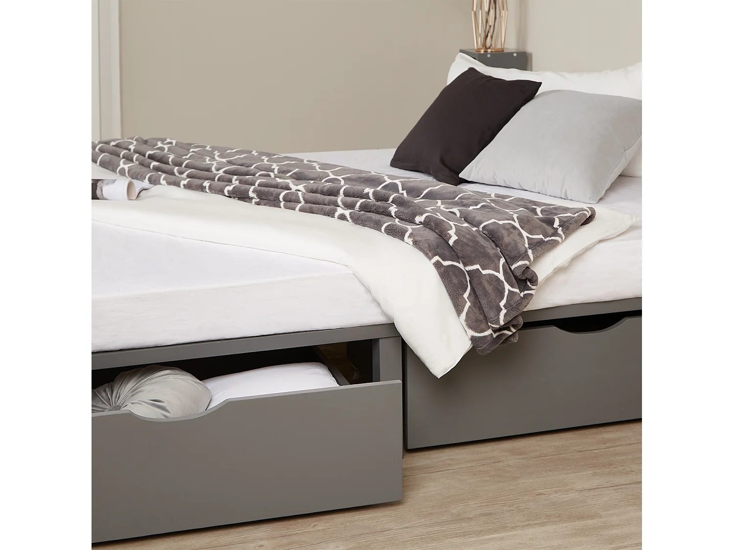 Łóżko 90x200 cm szare Paleta