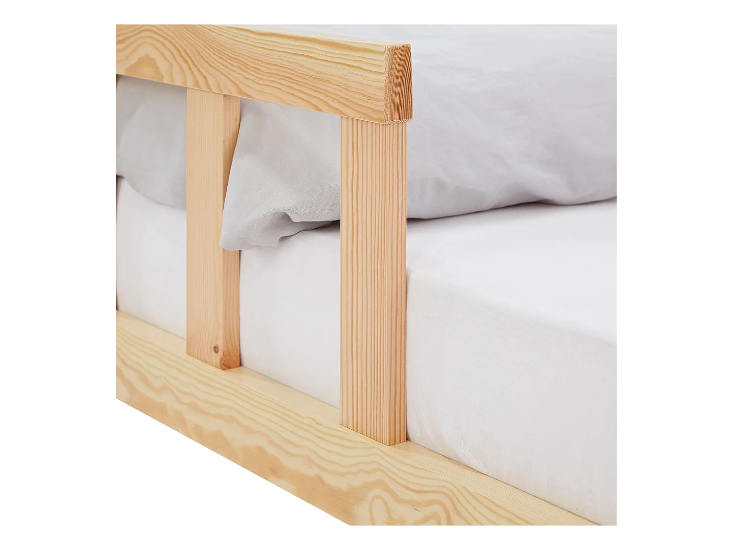 Lit pour Enfant au Sol 120x200 cm Naturel Massif Lit Simple pour Enfants