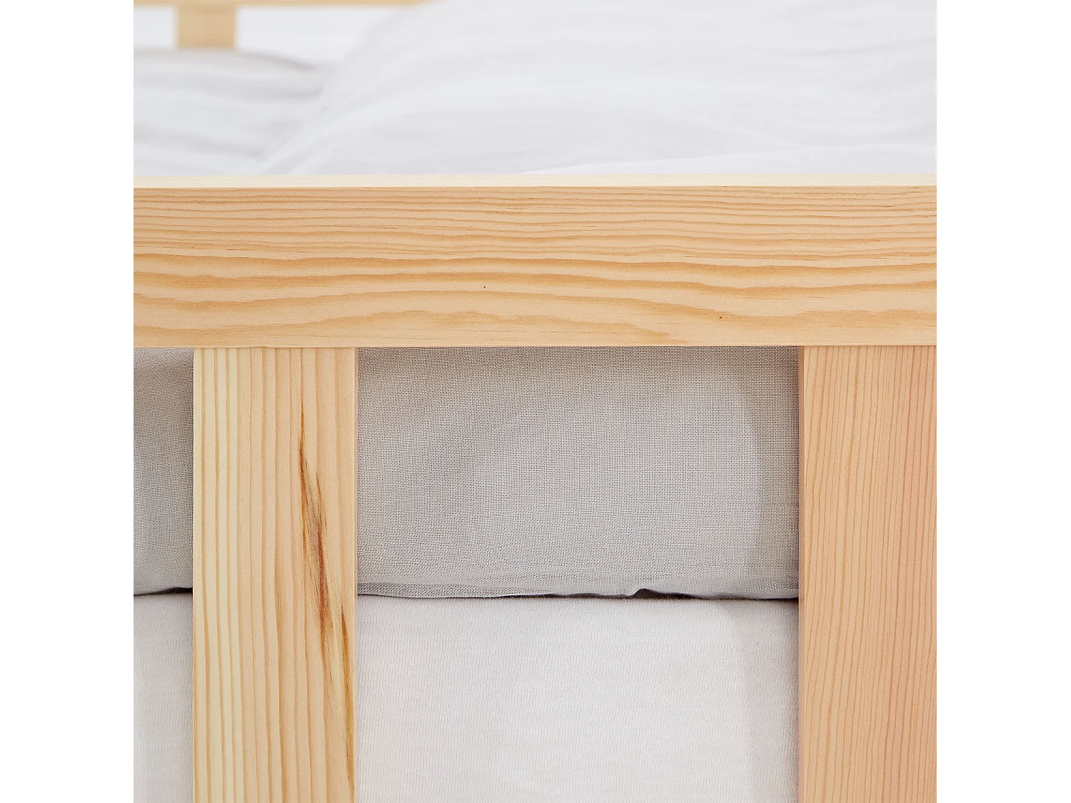 Lit pour Enfant au Sol 120x200 cm Naturel Massif Lit Simple pour Enfants