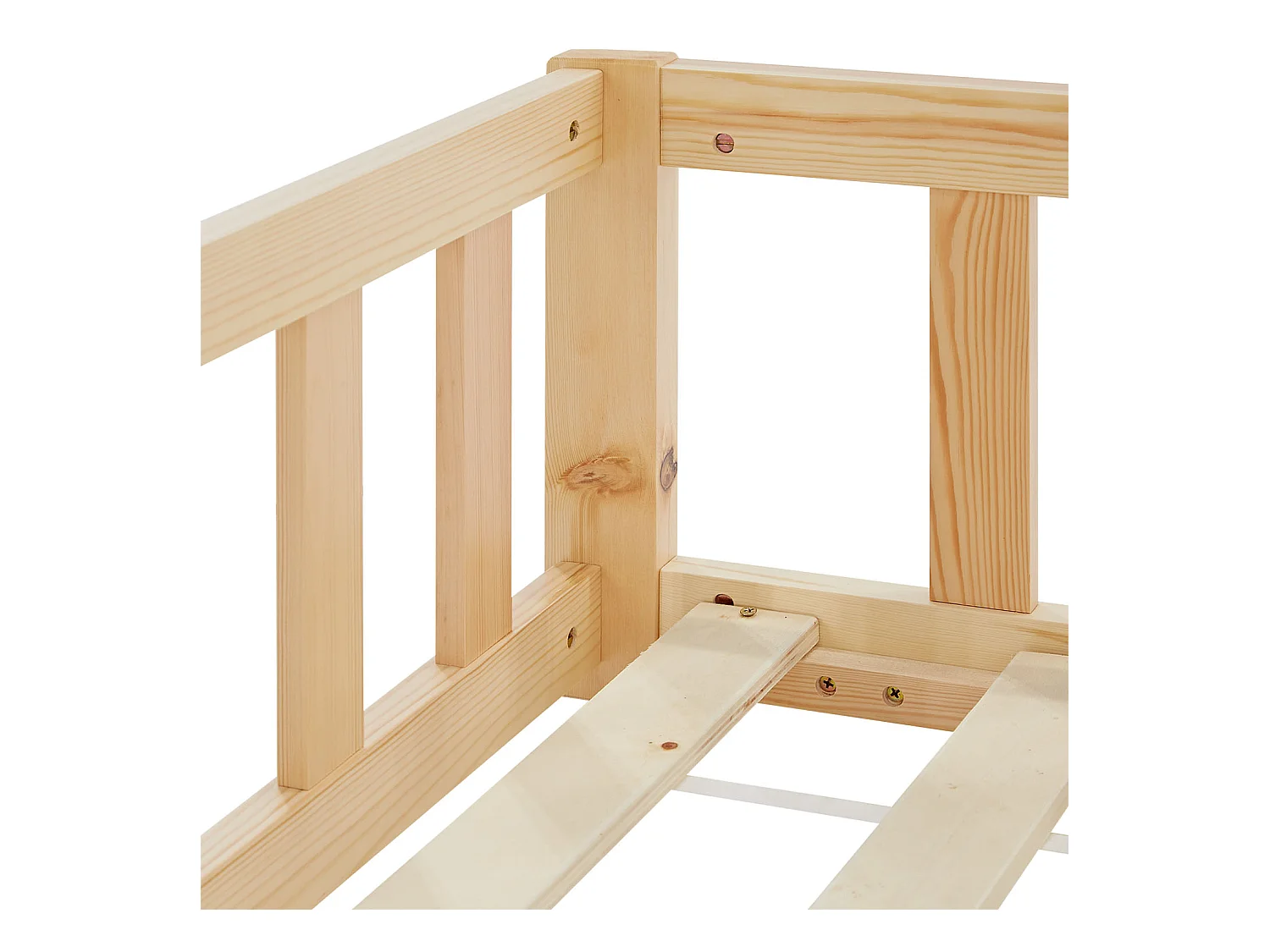 Lit pour Enfant au Sol 120x200 cm Naturel Massif Lit Simple pour Enfants