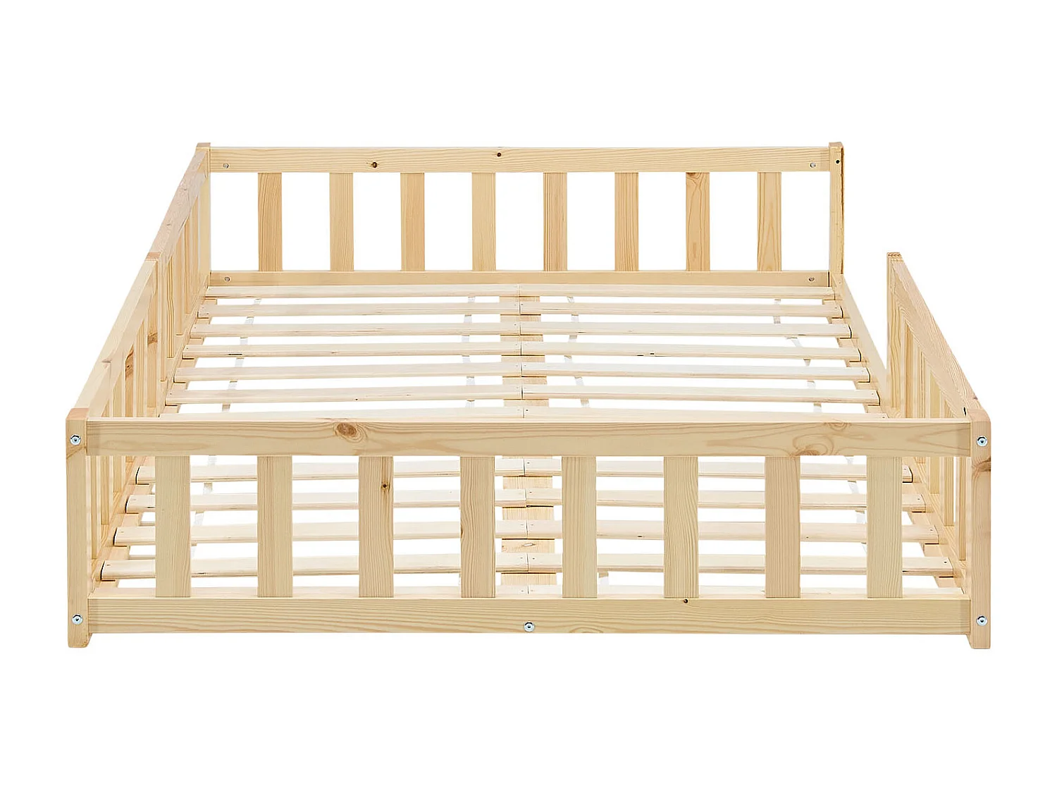 Lit pour Enfant au Sol 120x200 cm Naturel Massif Lit Simple pour Enfants