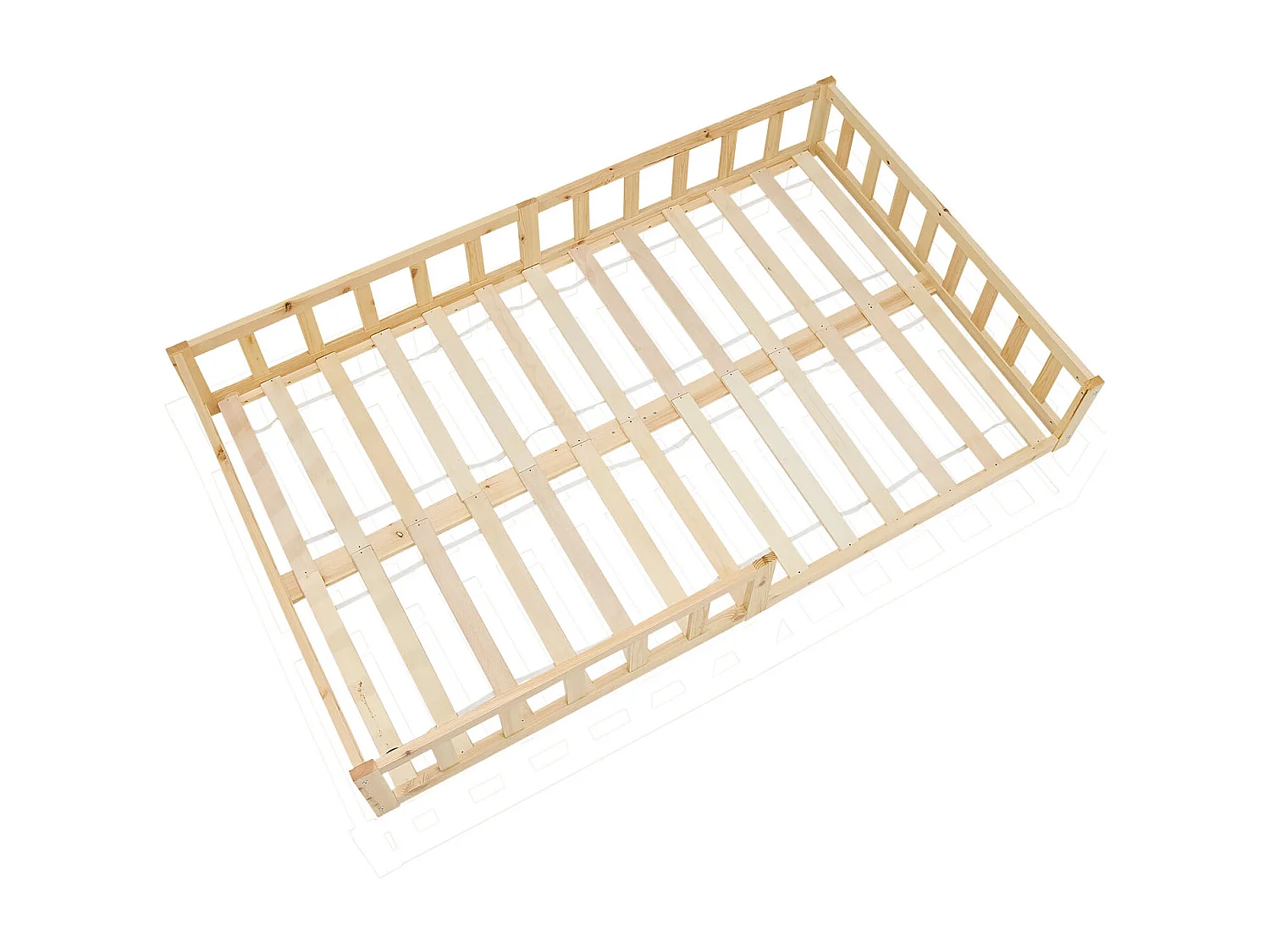 Lit pour Enfant au Sol 120x200 cm Naturel Massif Lit Simple pour Enfants