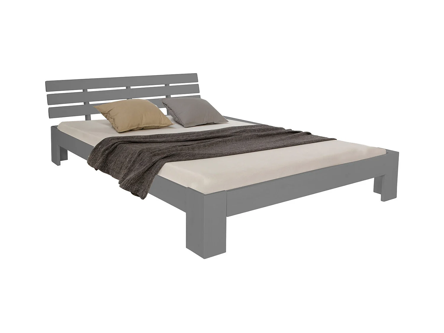 Doppelbett 160x200 cm Graues Kiefernholz Bett