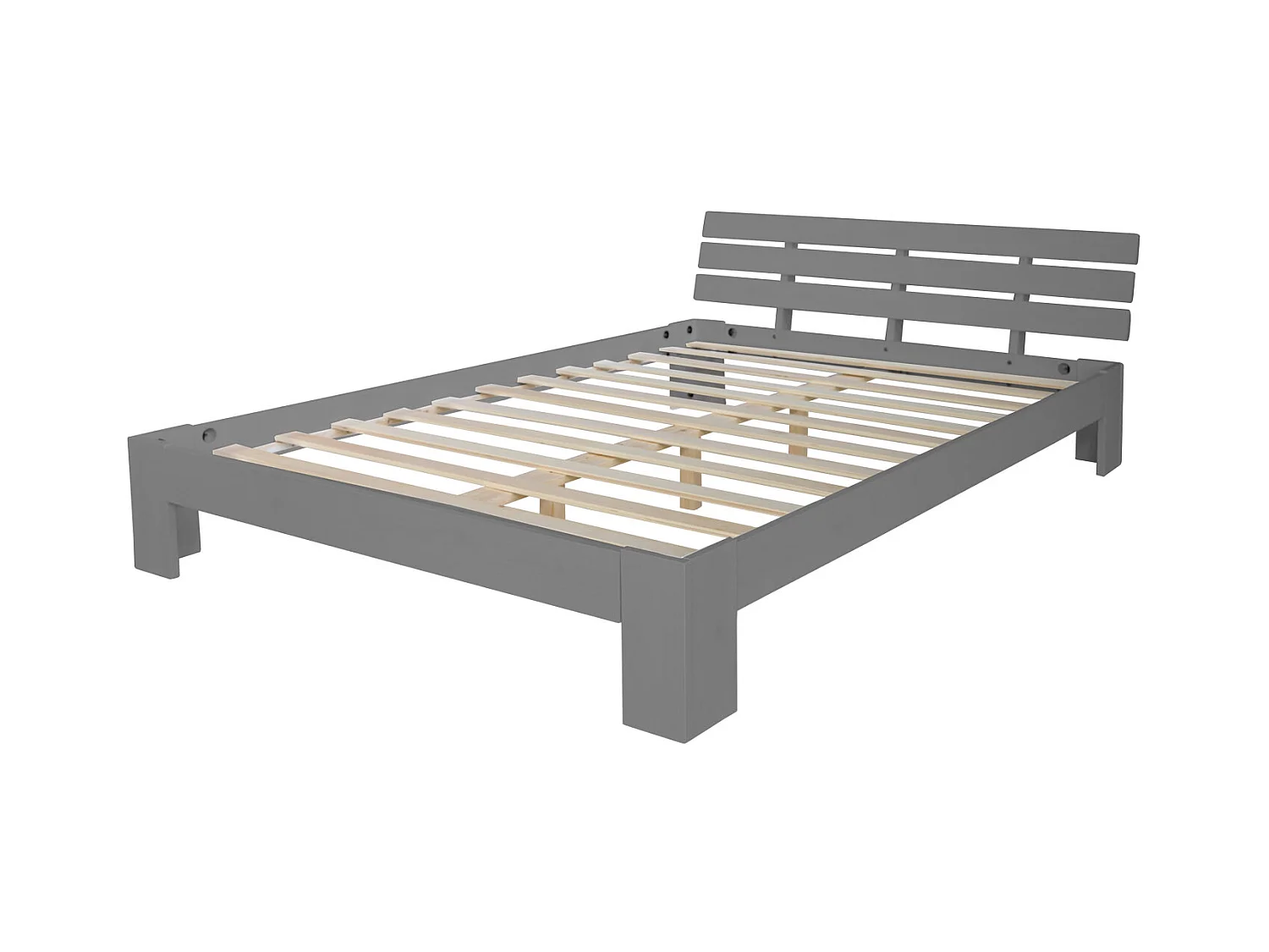 Doppelbett 160x200 cm Graues Kiefernholz Bett