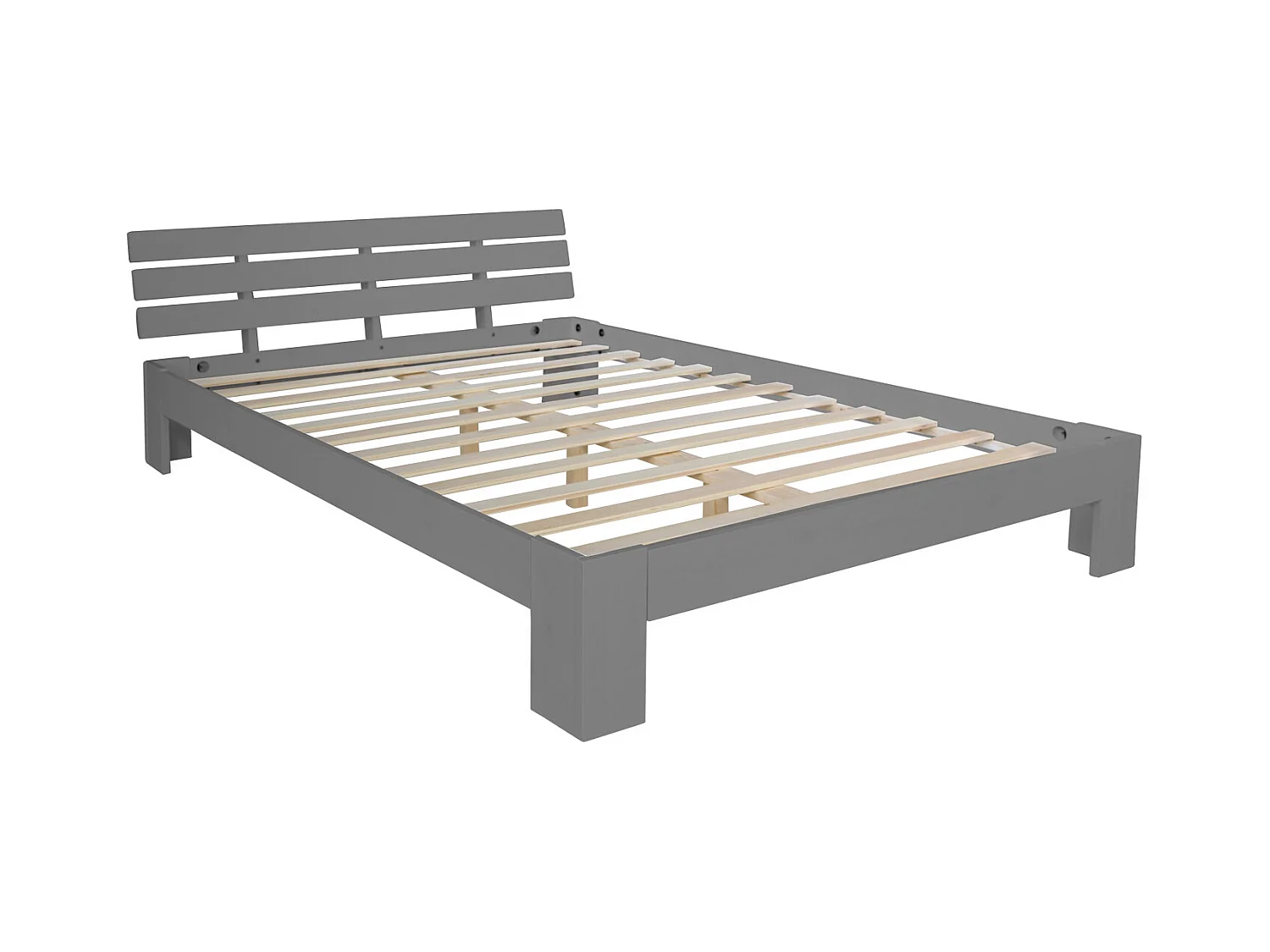 Doppelbett 160x200 cm Graues Kiefernholz Bett