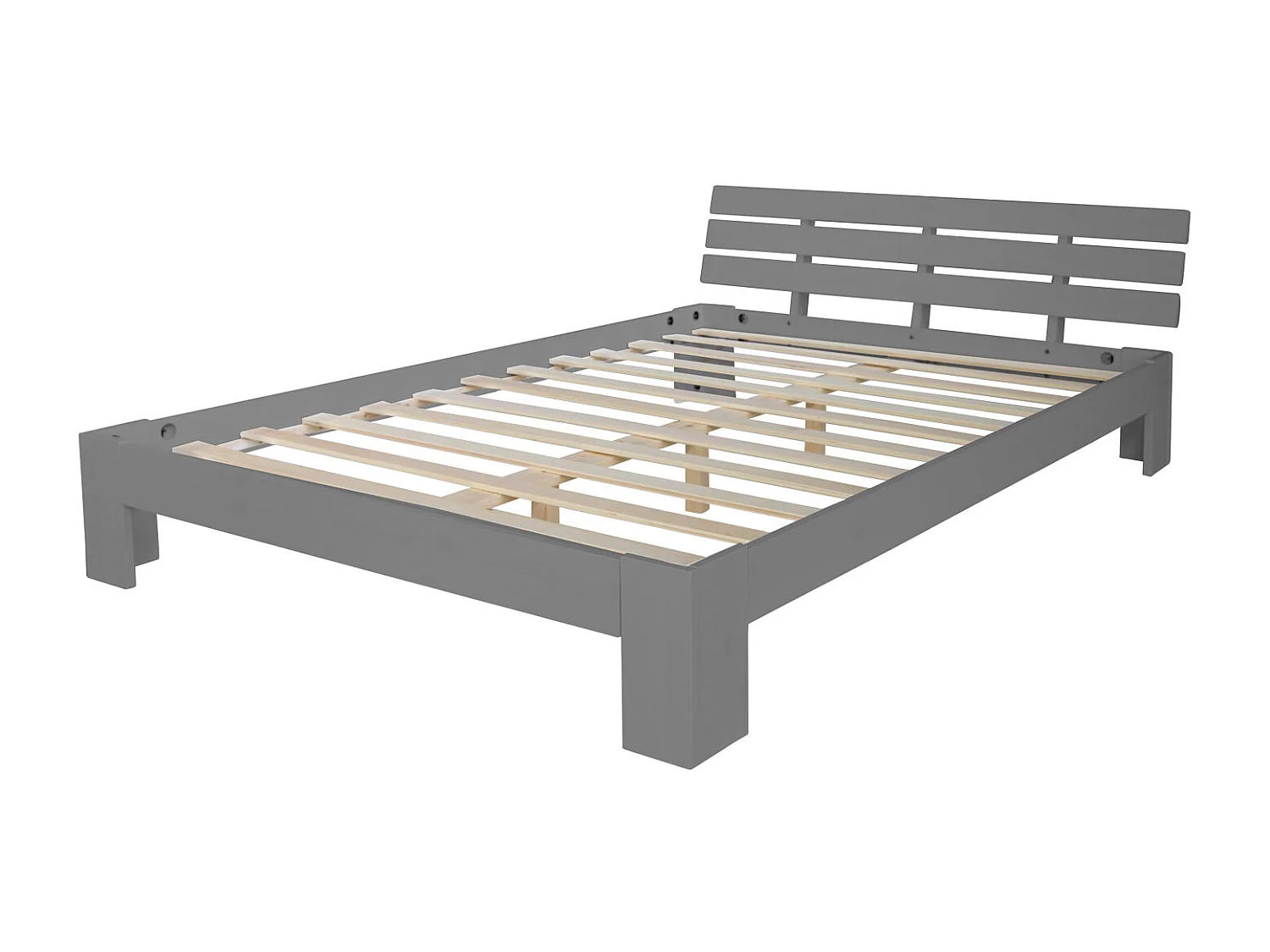 Tweepersoonsbed 160x200 cm Grijze dennenhouten bedframe