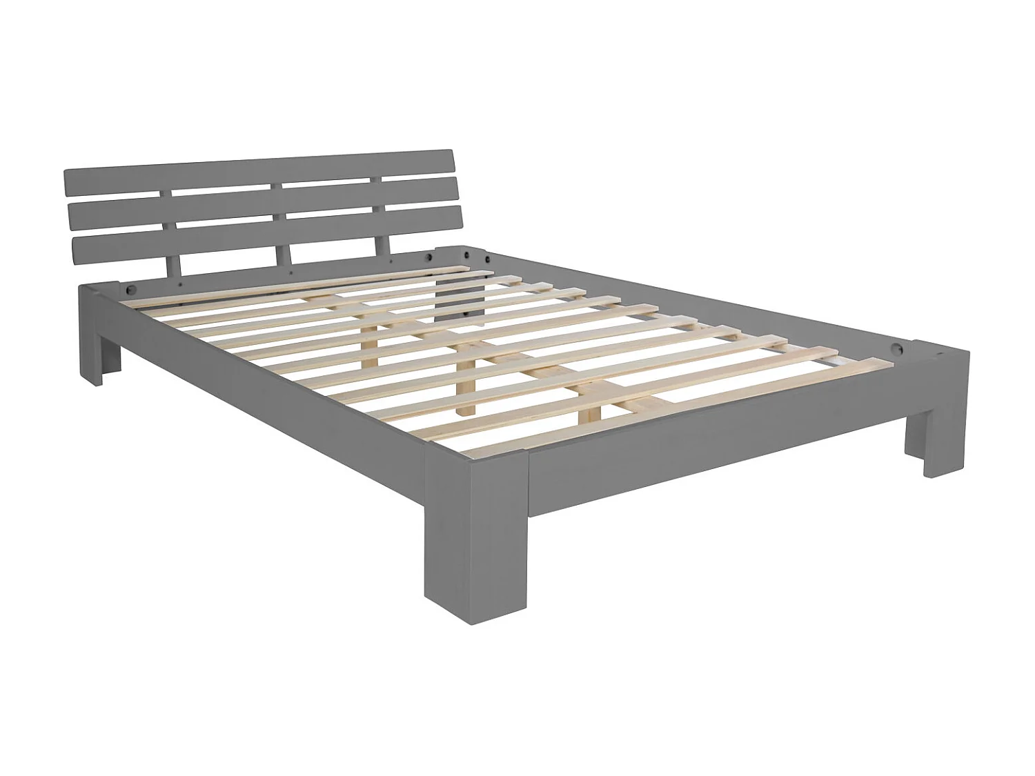 Tweepersoonsbed 160x200 cm Grijze dennenhouten bedframe