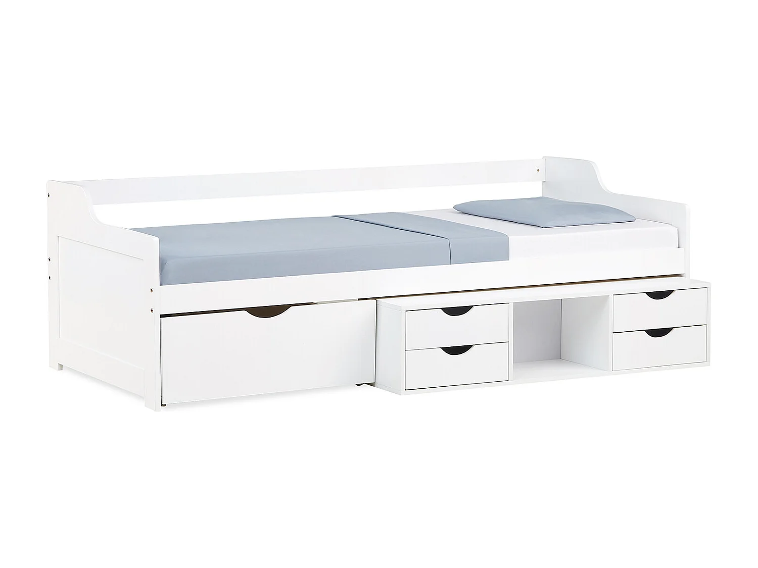 Eenpersoonsbed 90x200 cm wit cabine opbergladen