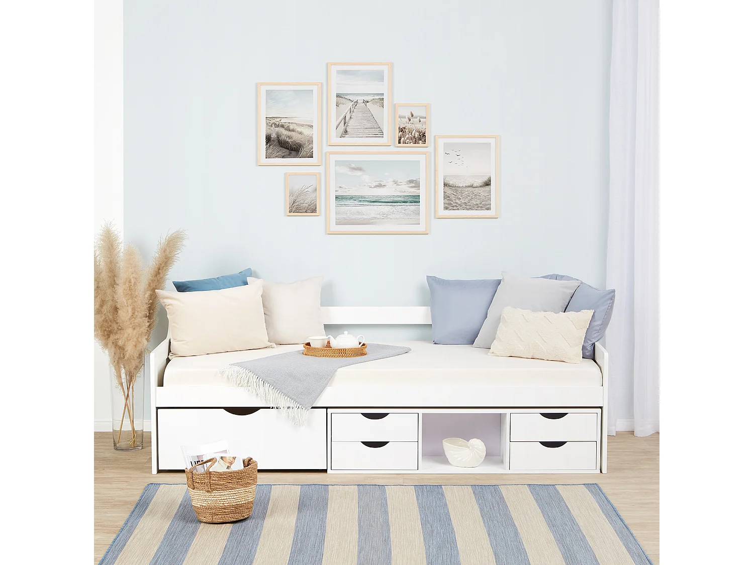 Eenpersoonsbed 90x200 cm wit cabine opbergladen