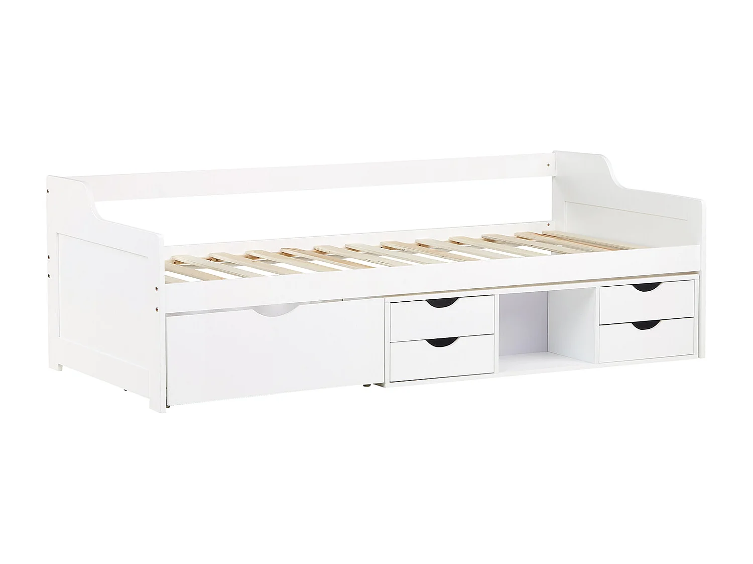 Eenpersoonsbed 90x200 cm wit cabine opbergladen